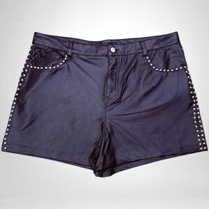 FIRST LOVE Black Faux Leather Shorts, NWOT! Size 2X